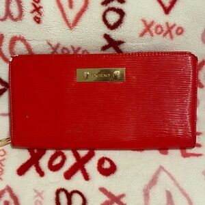 Bebe Bold Red Wallet with Gold Accents